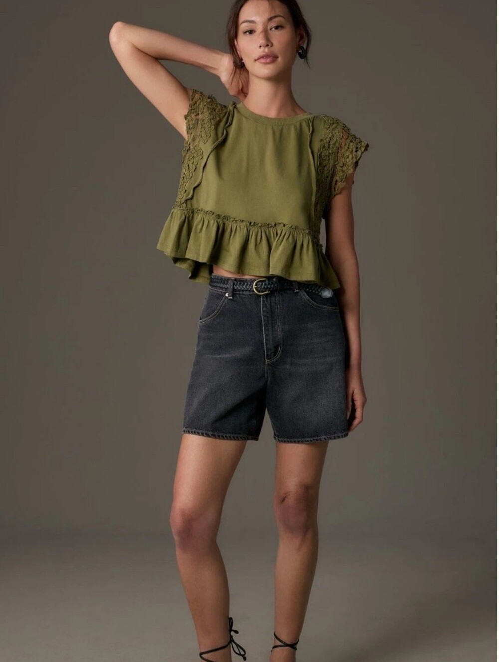 Anthropologie Moss Babydoll Lace Top Size Small